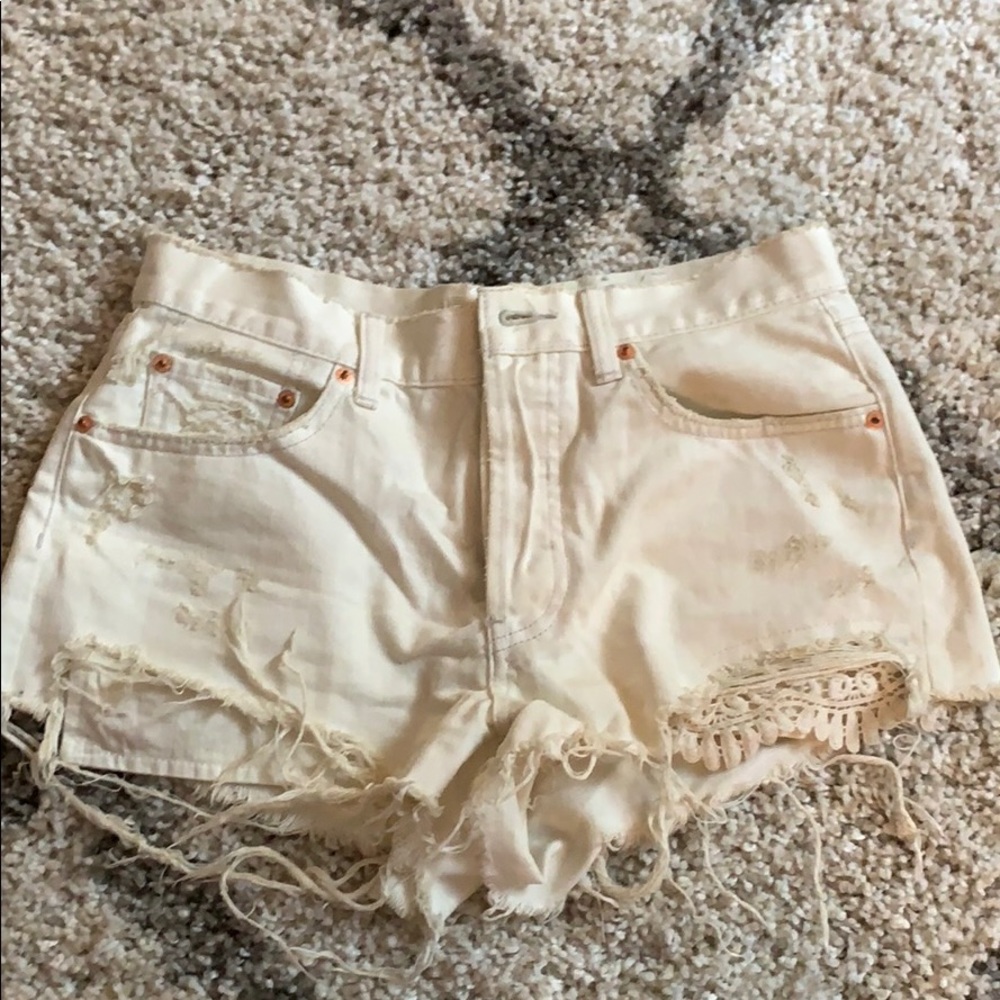 Free People off white jean shorts